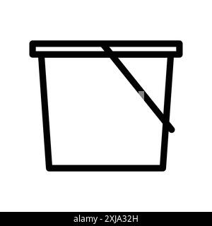 icône de seau définie dans le style de contour de ligne mince et signe vectoriel linéaire Illustration de Vecteur