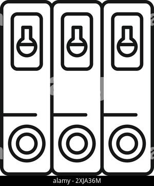 Trois dossiers de chimie contenant des documents scientifiques importants et des résultats de recherche Illustration de Vecteur