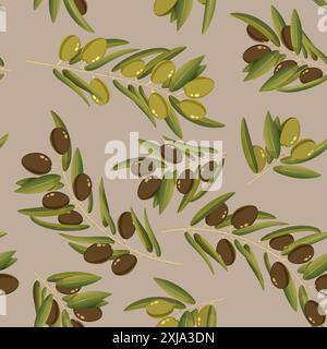 Fond de branche d'olives à motif sans couture Illustration de Vecteur