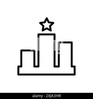icône de podium champion définie dans un style de contour de ligne mince et signe vectoriel linéaire Illustration de Vecteur