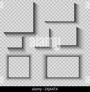 Ensemble vectoriel d'effets d'ombre. Collection d'ombres translucides carrées isolées de l'arrière-plan. Ombre du papier, des cadres et des cartes Illustration de Vecteur