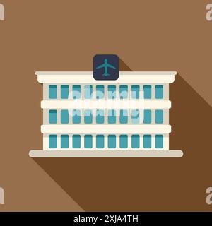 Bâtiment moderne du terminal de l'aéroport avec un symbole d'avion affiché sur son toit, représentant le transport aérien et le transport de passagers Illustration de Vecteur