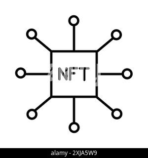 Icône de portefeuille NFT définie dans le style de contour de ligne mince et signe vectoriel linéaire Illustration de Vecteur