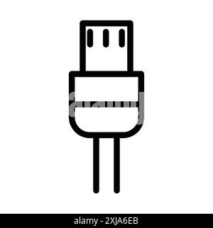 icône de fiche de câble ethernet définie dans un style de contour de ligne mince et signe vectoriel linéaire Illustration de Vecteur