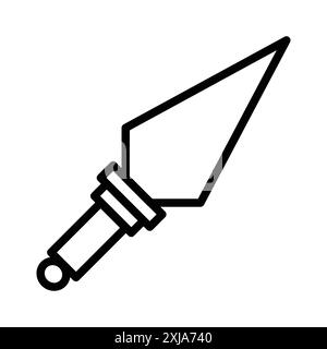 Icône de couteau de lancer Kunai définie dans le style de contour de ligne mince et signe vectoriel linéaire Illustration de Vecteur