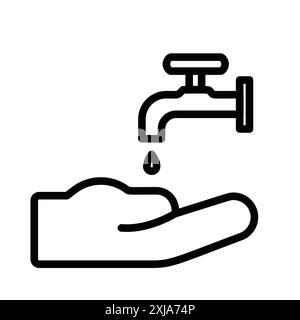 Icône de lavage ou de lavage des mains définie dans un style de contour de ligne mince et signe vectoriel linéaire Illustration de Vecteur