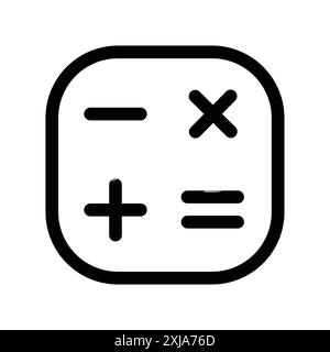 icône de calculatrice définie dans le style de contour de ligne mince et signe vectoriel linéaire Illustration de Vecteur