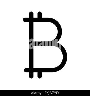 Icône Bitcoin définie dans le style de contour de ligne mince et signe vectoriel linéaire Illustration de Vecteur