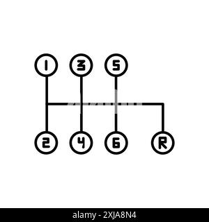 icône de levier de changement de vitesse manuel de voiture définie dans le style de contour de ligne mince et le signe vectoriel linéaire Illustration de Vecteur
