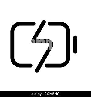 Icône de charge de la batterie définie dans le style de contour de ligne mince et signe vectoriel linéaire Illustration de Vecteur