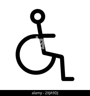 Icône de fauteuil roulant de handicap définie dans le style de contour de ligne mince et le signe vectoriel linéaire Illustration de Vecteur