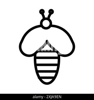 Icône d'abeille de miel définie dans le style de contour de ligne mince et signe vectoriel linéaire Illustration de Vecteur