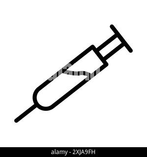 Icône de seringue d'insuline définie dans le style de contour de ligne mince et signe vectoriel linéaire Illustration de Vecteur