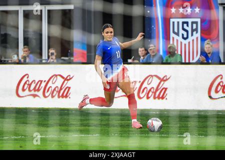 Washington, États-Unis. 16 juillet 2024. District de Columbia, États-Unis, 16 juillet 2024 : Sophia Smith (11 États-Unis) lors de l'amical international entre les États-Unis et le Costa Rica à Audi Field à Washington, DC, États-Unis (USAGE ÉDITORIAL SEULEMENT). (Rebekah Wynkoop/SPP) crédit : SPP Sport Press photo. /Alamy Live News Banque D'Images