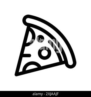 tranche d'icône de pizza définie dans le style de contour de ligne mince et le signe vectoriel linéaire Illustration de Vecteur