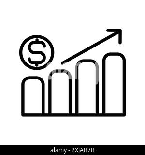 Icône de prix de hausse définie dans le style de contour de ligne mince et signe vectoriel linéaire Illustration de Vecteur