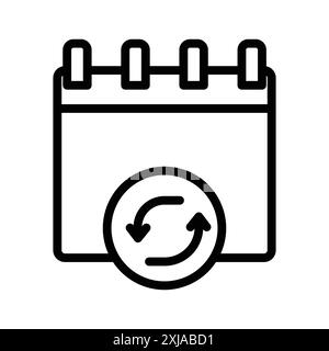 Mettre à jour l'icône de calendrier définie dans le style de contour de ligne mince et le signe vectoriel linéaire Illustration de Vecteur