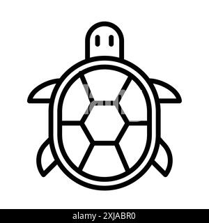 icône de tortue définie dans le style de contour de ligne mince et signe vectoriel linéaire Illustration de Vecteur