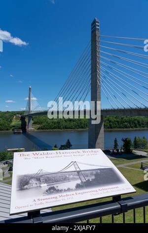 Pont et observatoire Penobscot Narrows, Prospect, Maine Banque D'Images