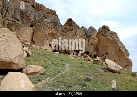 Cathédrale de Selime bâtiments religieux taillés dans la roche, Turquie Banque D'Images