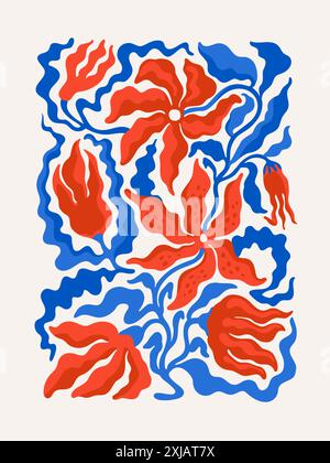 Affiches vectorielles florales inspirées par Matisse moderne Illustration de Vecteur