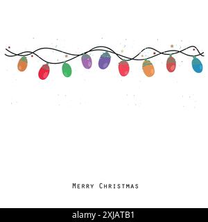 Lumières d'étoiles suspendues de Noël. Joyeuses années et joyeux Noël Illustration de Vecteur