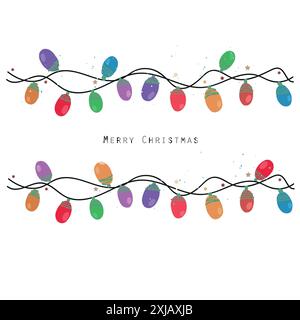 Lumières d'étoiles suspendues de Noël. Joyeuses années et joyeux Noël Illustration de Vecteur