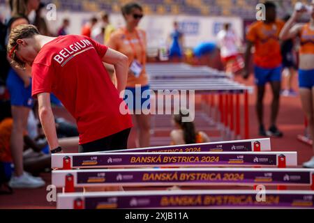 Cette photo montre l'équipe belge lors des Championnats d'Europe d'athlétisme U18, mercredi 17 juillet 2024, à Banska Bystrica, Slovaquie. Les championnats d'Europe se déroulent du 18 au 21 juillet. BELGA PHOTO COEN SCHILDERMAN crédit : Belga News Agency/Alamy Live News Banque D'Images