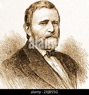 Un premier portrait anglais du président américain, Ulysses S. Grant (né Hiram Ulysses Grant (1822 – 1885). Il était également un officier militaire et homme politique américain qui a servi comme le 18e président des États-Unis Banque D'Images