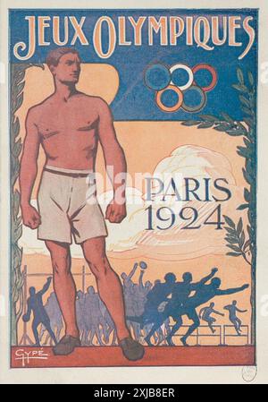 Affiche française vintage - Jeux Olympizues Paris 1924 - Jeux Olympiques d'été Paris 1924 Banque D'Images