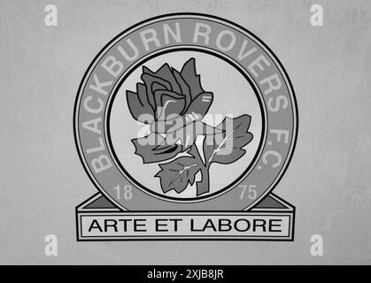 Une vue du célèbre logo et de l'écusson historique du Blackburn Rovers Football Club Banque D'Images