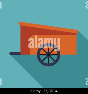 Illustration minimaliste avec un wagon orange vide, évoquant les thèmes du transport, de la simplicité et de la nostalgie Illustration de Vecteur