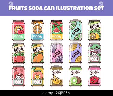 Fruits soda peut définir l'illustration vectorielle Illustration de Vecteur