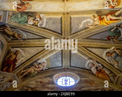 Fresque de Romanino dans le plafond de l'église Santa Maria della Neve, Pisogne Banque D'Images