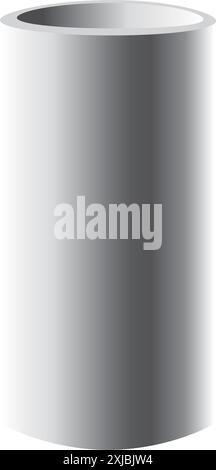 3d pied en métal argenté pour cylindre 3d gabarit. Maquette de tube en acier inoxydable de montant en cylindre argenté Illustration de Vecteur