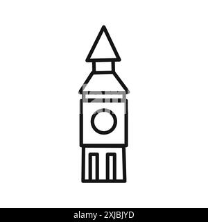 Big Ben icône graphique vectoriel linéaire signe ou symbole défini pour l'interface utilisateur de l'application Web Illustration de Vecteur