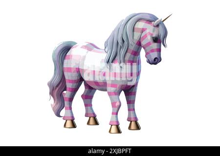 Unicorn Full Body Plaid Cartoon Vector Illustration de Vecteur