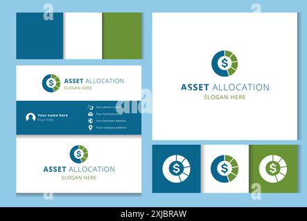 Conception de carte de visite avec logo de répartition des actifs avec signe dollar Illustration de Vecteur
