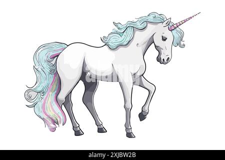 Illustration vectorielle de caractère corps entier Unicorn Illustration de Vecteur