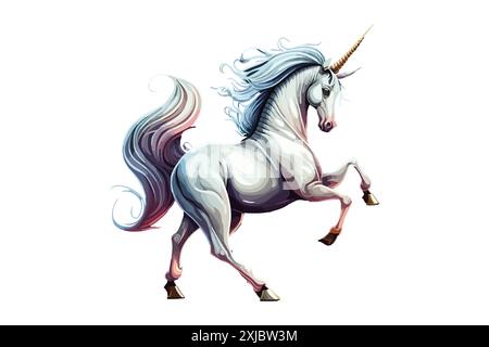 Illustration vectorielle de caractère corps entier Unicorn Illustration de Vecteur