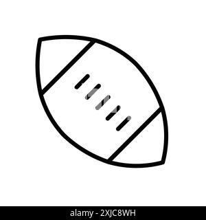 American Rugby ball Icon Flat Set dans le vecteur de contour de couleur noir et blanc Illustration de Vecteur