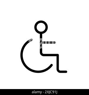 Disability Wheel chair Icon Flat Set dans le vecteur de contour de couleur noir et blanc Illustration de Vecteur