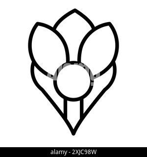 Crocus Icon Flat Set dans le vecteur de contour de couleur noir et blanc Illustration de Vecteur