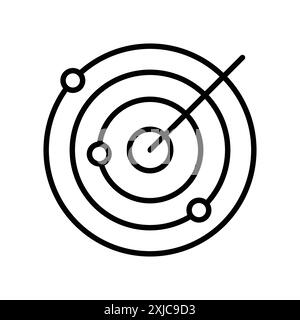 Icône de détection radar Flat Set dans le vecteur de contour de couleur noir et blanc Illustration de Vecteur