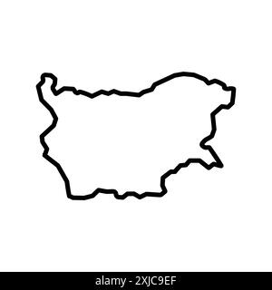 Icône de carte Bulgarie Flat Set en noir et blanc vecteur de contour de couleur Illustration de Vecteur