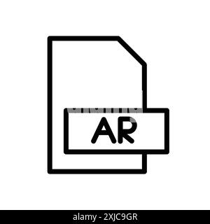 Icône de document de fichier AR Flat Set dans le vecteur de contour de couleur noir et blanc Illustration de Vecteur