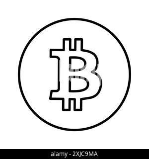 Bitcoin Icon Flat Set en vecteur de contour de couleur noir et blanc Illustration de Vecteur