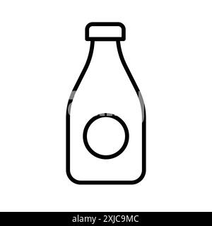 Milk Bottle Icon Flat Set dans le vecteur de contour de couleur noir et blanc Illustration de Vecteur