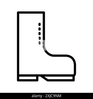 Bottes de pêche icône Flat Set dans le vecteur de contour de couleur noir et blanc Illustration de Vecteur