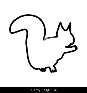 Squirrel Icon Flat Set dans le vecteur de contour de couleur noir et blanc Illustration de Vecteur